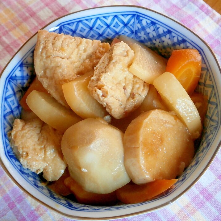 圧力鍋で！がんもどきと根菜の煮物